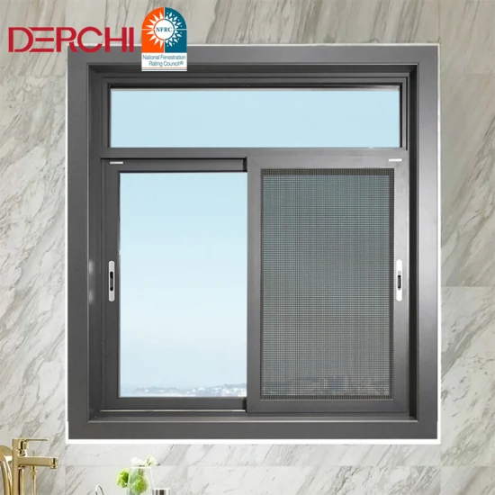 Energiesparendes, doppelt verglastes Schiebefenster mit Hurricane-Impact-Passiv-Aluminiumglas-Schiebefenster